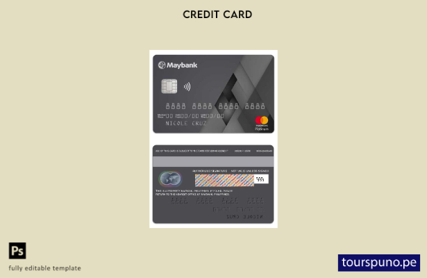 lista para imprimir plantilla de Mastercard Platinum MayBank de Filipinas
