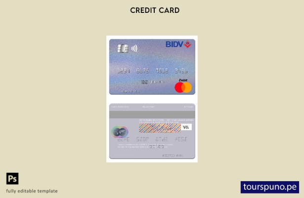 lista para imprimir plantilla de mastercard BIDV de Vietnam