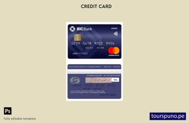 lista para imprimir plantilla de mastercard clásica de crédito BICBank de Camboy
