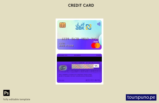 lista para imprimir plantilla de mastercard del Banco Al Ahli de Kuwait de Egipt