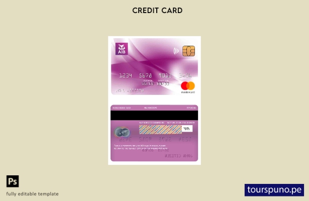 lista para imprimir plantilla de mastercard del banco AIB de Irlanda