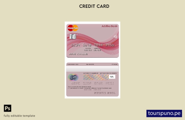 lista para imprimir plantilla de mastercard del banco Addiko de Austria
