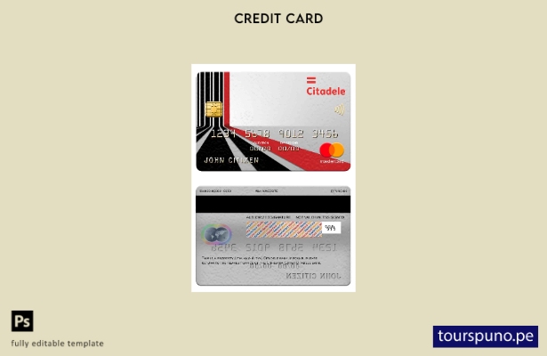 lista para imprimir plantilla de mastercard del banco Citadele de Lituania (Litv