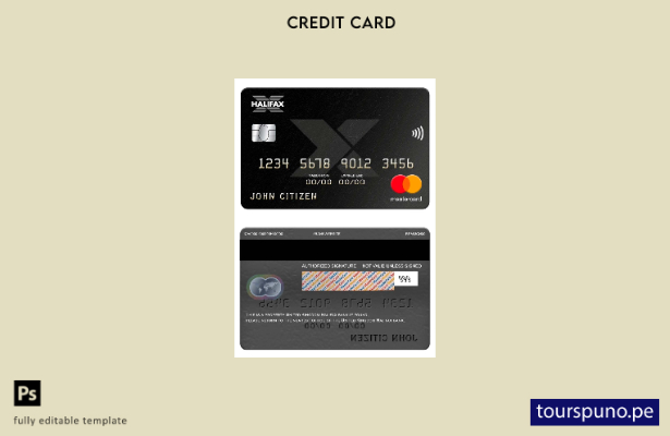 lista para imprimir plantilla de mastercard del banco Halifax del Reino Unido