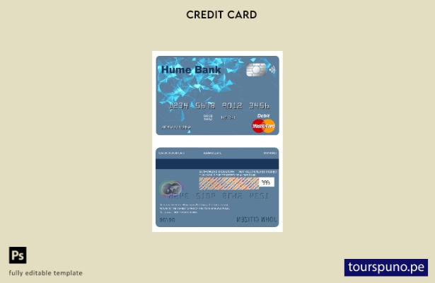 lista para imprimir plantilla de mastercard del banco Hume de Australia