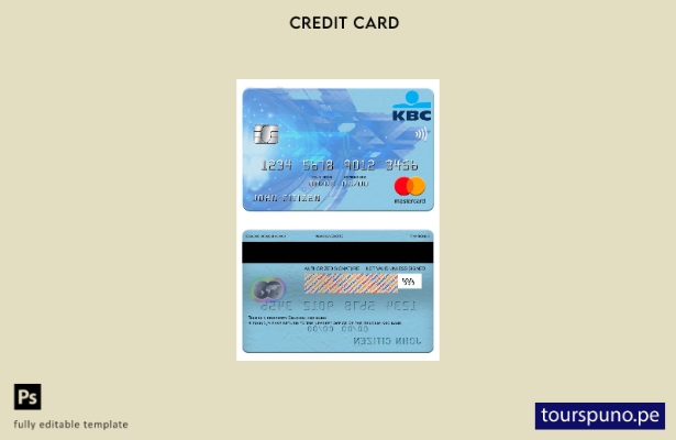 lista para imprimir plantilla de mastercard del banco KBC de Bélgica