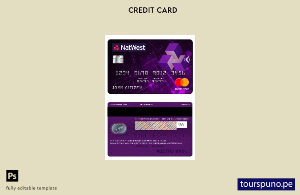 lista para imprimir plantilla de mastercard del banco NatWest del Reino Unido
