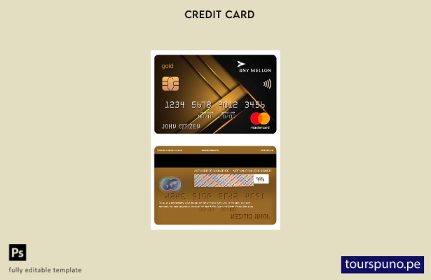 lista para imprimir plantilla de mastercard dorada Mellon del Banco de Nueva Yor