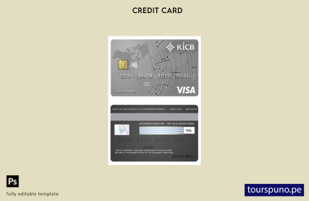 lista para imprimir plantilla de tarjeta clásica de visa KICB Bank de Kirguistán