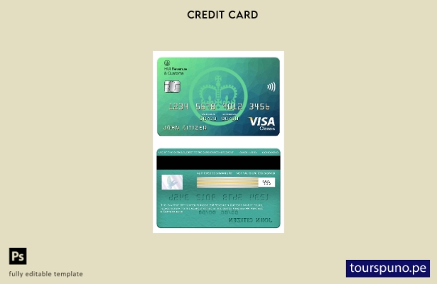lista para imprimir plantilla de tarjeta clásica de visa bancaria HM Revenue & C