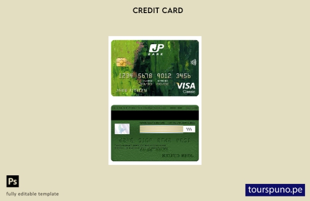 lista para imprimir plantilla de tarjeta clásica de visa bancaria de Japan Post