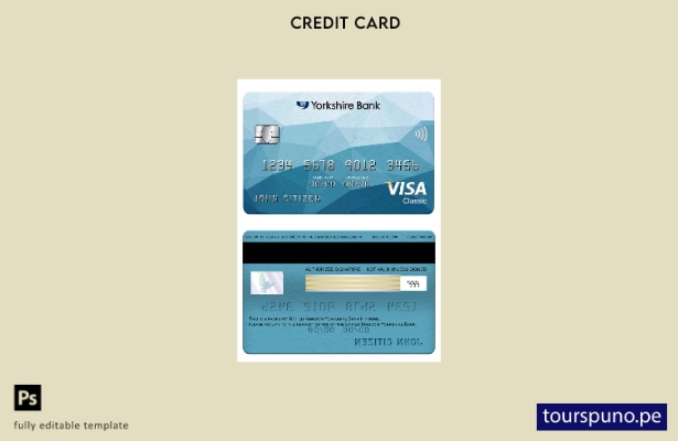 lista para imprimir plantilla de tarjeta clásica de visa de Yorkshire Bank del R