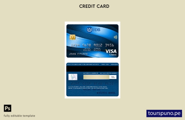 lista para imprimir plantilla de tarjeta clásica de visa del Banco Conjunto de D