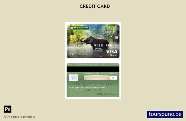 lista para imprimir plantilla de tarjeta clásica de visa del Banco Cooperativo d