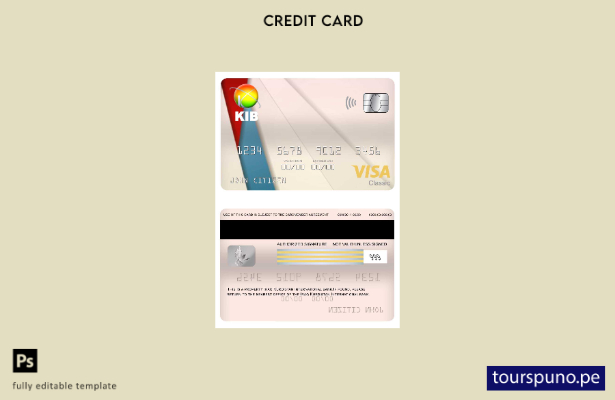 lista para imprimir plantilla de tarjeta clásica de visa del Banco Internacional