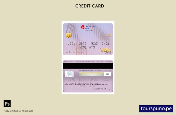 lista para imprimir plantilla de tarjeta clásica de visa del Opportunity Bank de