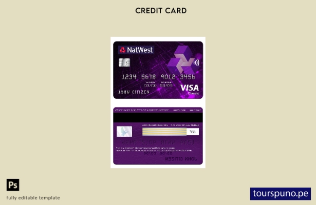 lista para imprimir plantilla de tarjeta clásica de visa del banco NatWest del R