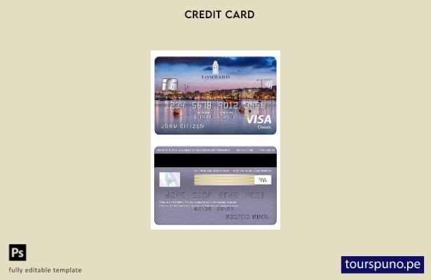 lista para imprimir plantilla de tarjeta clásica visa Malta Lombard Bank
