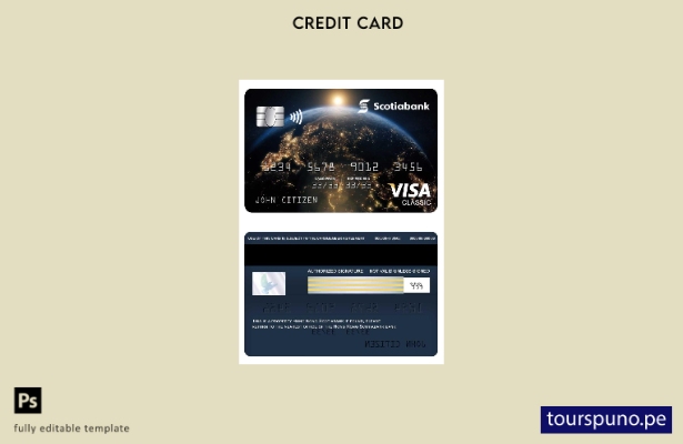 lista para imprimir plantilla de tarjeta clásica visa Scotiabank de Hong Kong