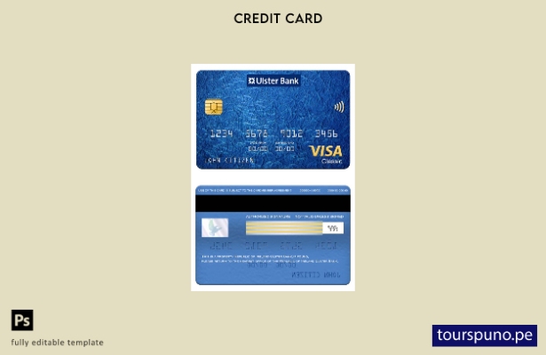 lista para imprimir plantilla de tarjeta clásica visa Ulster Bank de la Repúblic