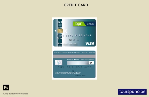 lista para imprimir plantilla de tarjeta de crédito clásica visa BPR Bank de Rua
