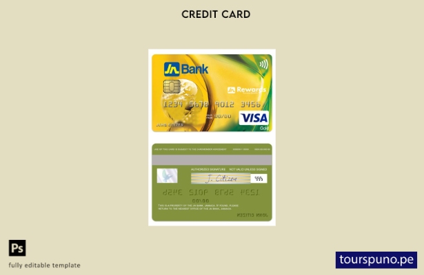 lista para imprimir plantilla de tarjeta de crédito visa gold de Jamaica JN Bank