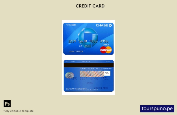 lista para imprimir plantilla de tarjeta de débito MasterCard del banco Chase de
