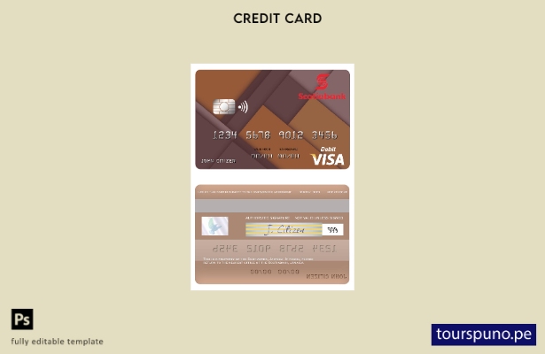 lista para imprimir plantilla de tarjeta de débito Visa Scotiabank de Jamaica