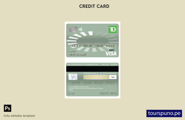 lista para imprimir plantilla de tarjeta de débito Visa TD de Canadá