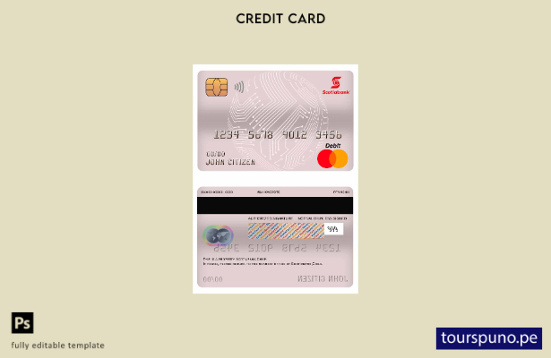 lista para imprimir plantilla de tarjeta de débito maestra Scotiabank de Chile