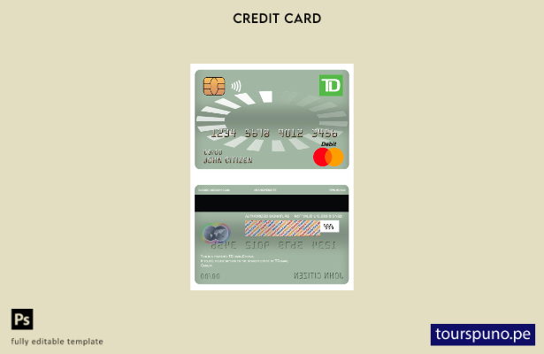 lista para imprimir plantilla de tarjeta de débito maestra TD de Canadá