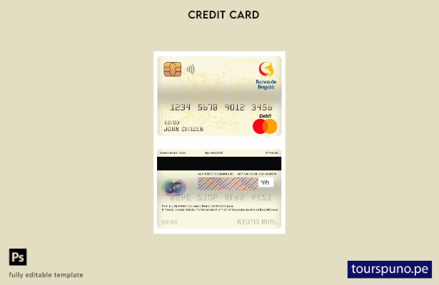 lista para imprimir plantilla de tarjeta de débito maestra del banco Colombia Ba