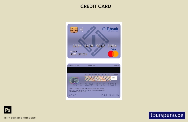 lista para imprimir plantilla de tarjeta de débito maestra del banco Fibank de B