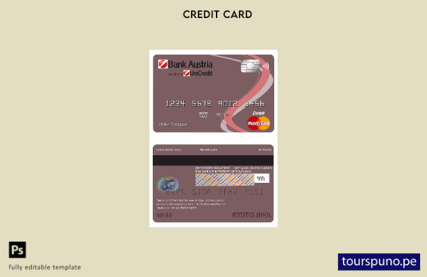 lista para imprimir plantilla de tarjeta de débito mastercard de Austria Bank Au