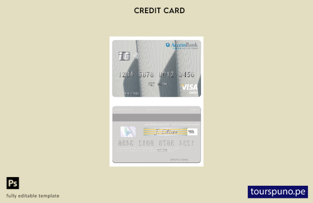 lista para imprimir plantilla de tarjeta de débito visa Access Bank de Liberia