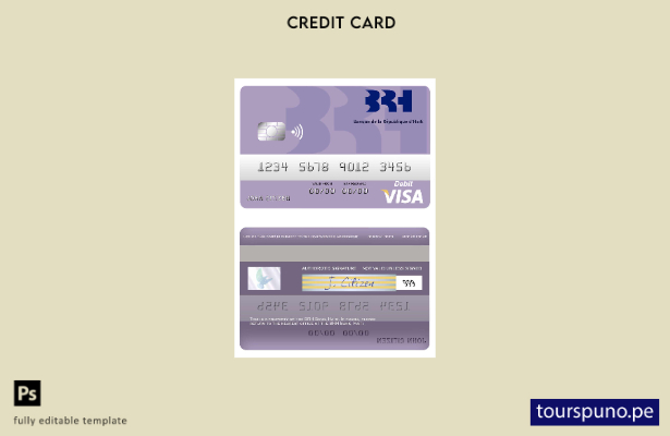 lista para imprimir plantilla de tarjeta de débito visa BRH Bank de Haití