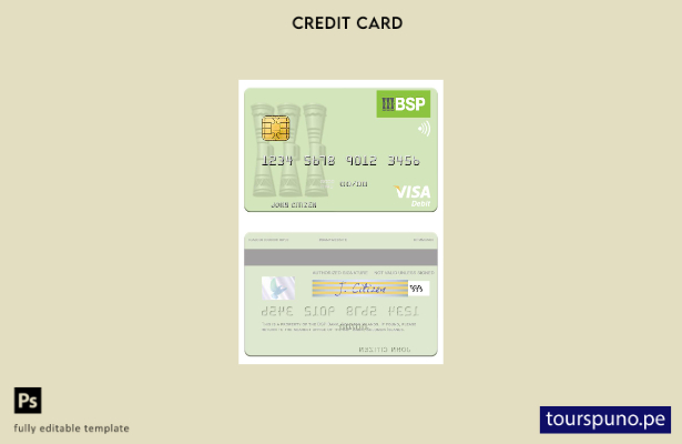lista para imprimir plantilla de tarjeta de débito visa BSP Bank de las Islas Sa