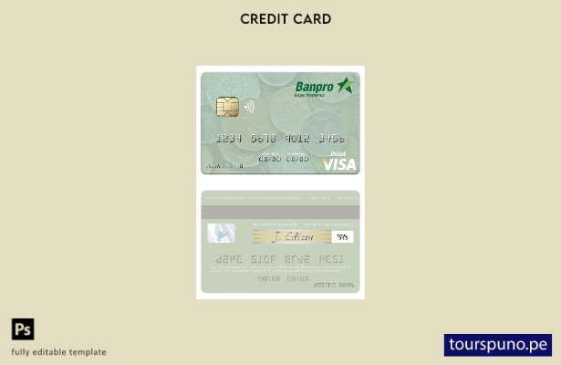 lista para imprimir plantilla de tarjeta de débito visa Banco de la Producción d