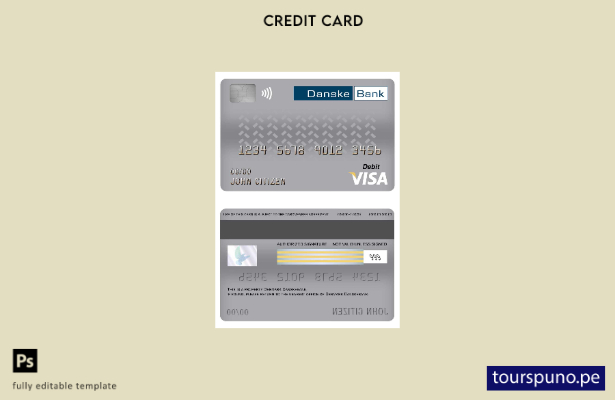 lista para imprimir plantilla de tarjeta de débito visa Danskebank de Dinamarca