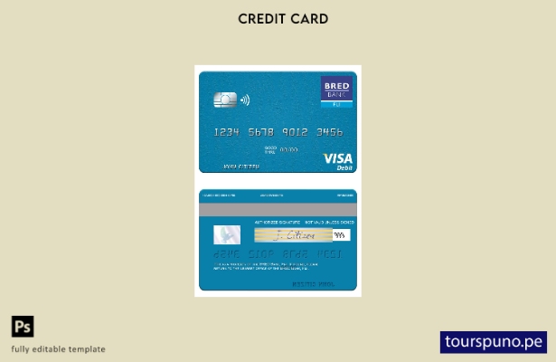 lista para imprimir plantilla de tarjeta de débito visa Fiji BRED Bank