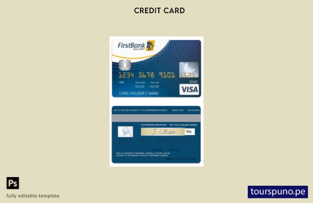 lista para imprimir plantilla de tarjeta de débito visa FirstBank de Nigeria