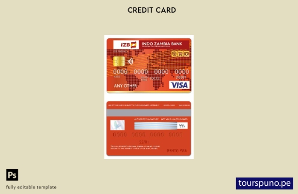 lista para imprimir plantilla de tarjeta de débito visa IZB Bank de Zambia