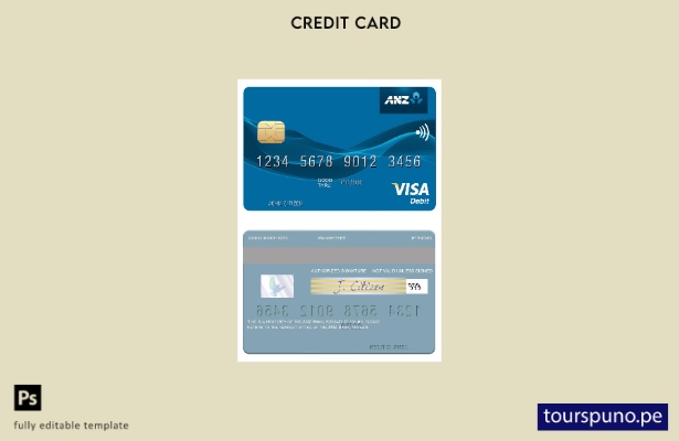 lista para imprimir plantilla de tarjeta de débito visa Kiribati ANZ Bank