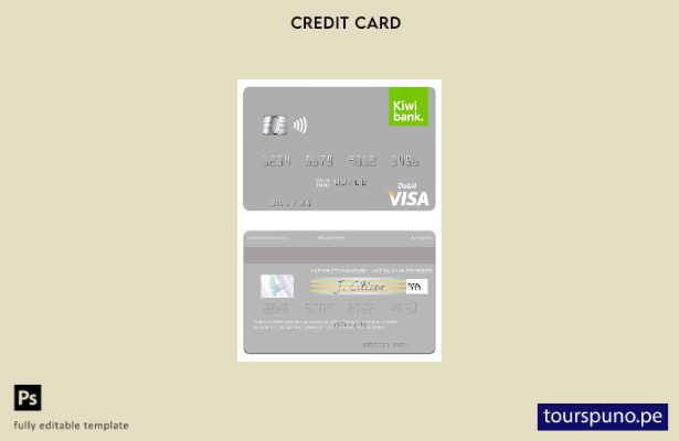 lista para imprimir plantilla de tarjeta de débito visa Kiwibank de Nueva Zeland