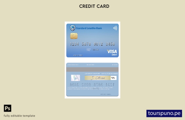 lista para imprimir plantilla de tarjeta de débito visa Lesotho Standard Lesotho