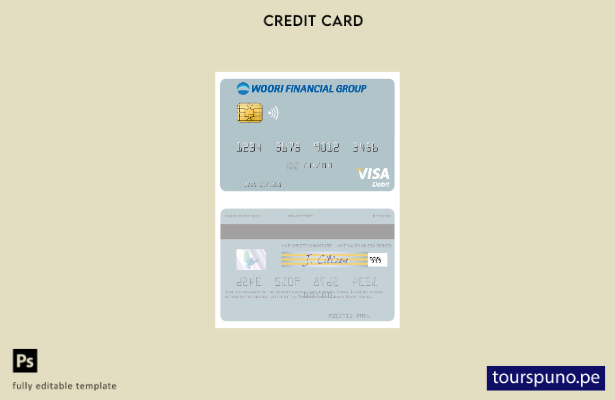 lista para imprimir plantilla de tarjeta de débito visa Woori Financial Group de