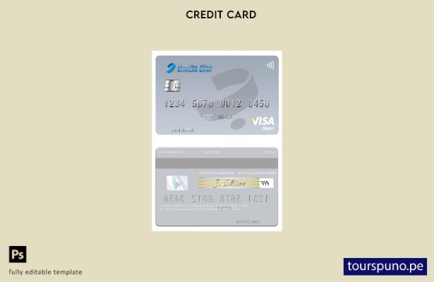 lista para imprimir plantilla de tarjeta de débito visa de Kuwait Burgan Bank