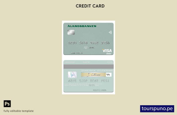lista para imprimir plantilla de tarjeta de débito visa del Banco de Aland de Fi