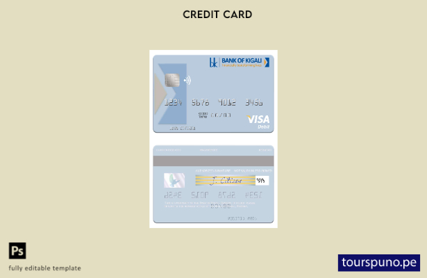 lista para imprimir plantilla de tarjeta de débito visa del Banco de Ruanda de K