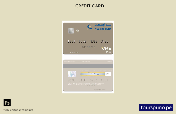 lista para imprimir plantilla de tarjeta de débito visa del Banco de Vivienda de